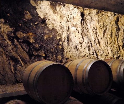 Exposed natural rock at the cellar of Michele Satta